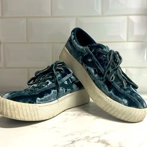 Tretorn nylite bold platform teal crushed velvet